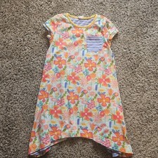 Matilda Jane Girl  s Blue Floral Lined 100 Cotton Dress Pocket Size 8