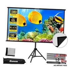 Projector Screen with Stand 100 100 inches diagonal White Screen Black backing