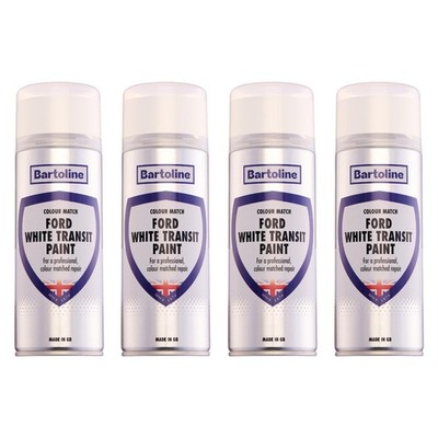 4x Bartoline Ford White Transit Lackspray Lasting Diamond Vans & Cars 400 ml