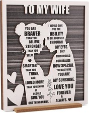 Mothers Day To My Wife Plaque  Valentines Romantic Gifts for Wife from Husband,