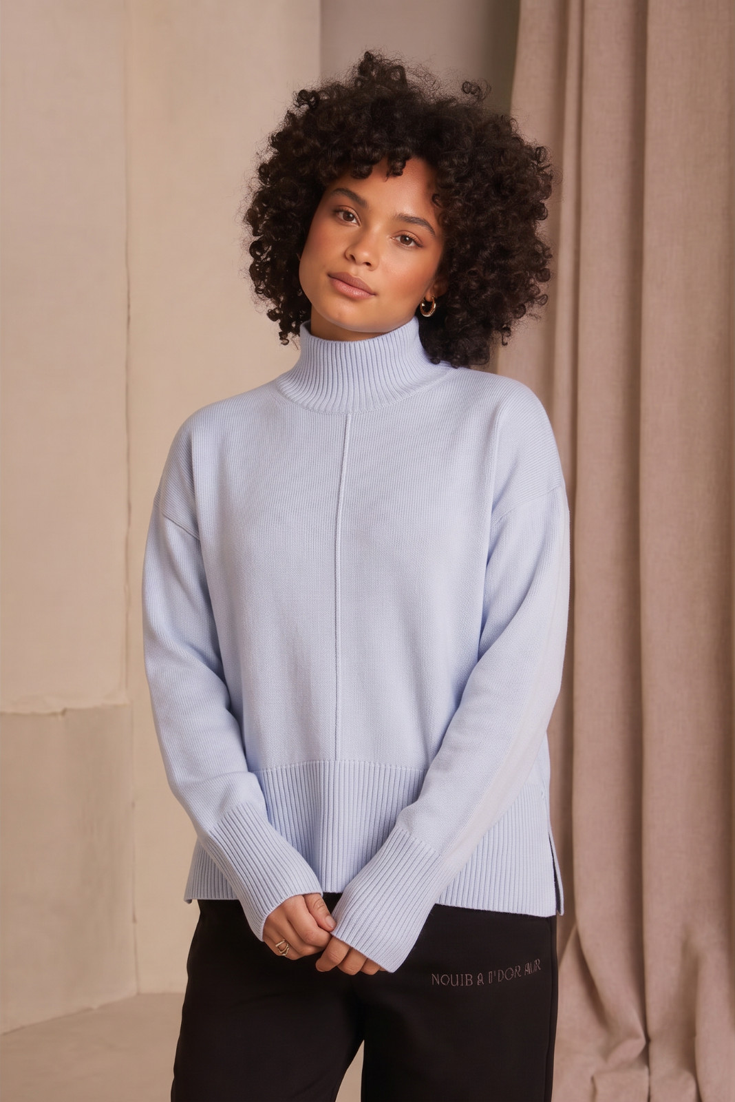 French Connection Women’s Light Blue Soft Knit Turtleneck Sweater Small