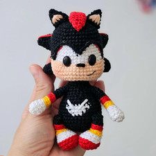 Cute Crochet Shadow the Hedgehog Doll, Handmade Amigurumi Gift for Children
