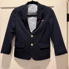 Preppy Classic IZOD Boys 8R Navy Blazer Gold Buttons Red Pocket Square