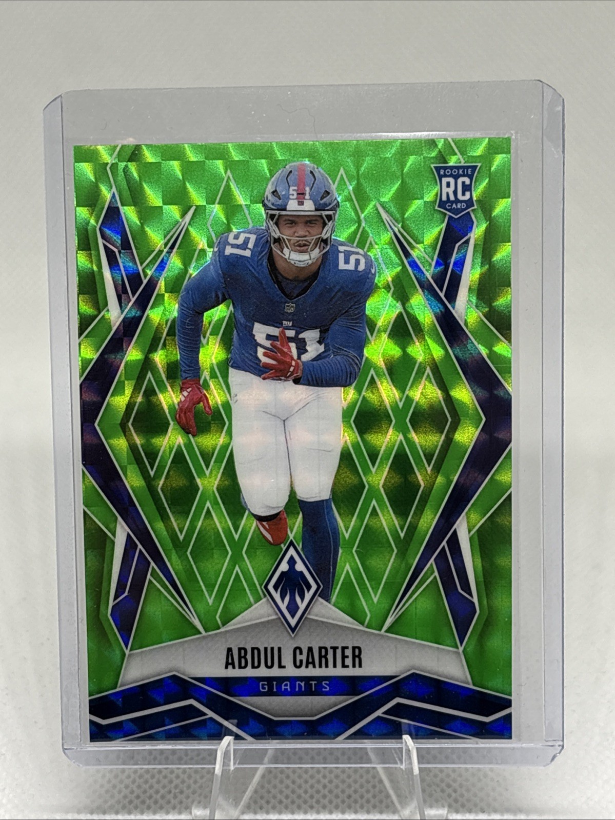 2025 Panini Phoenix - Abdul Carter #177 Lime Green Pyramids /285 (RC). Giants