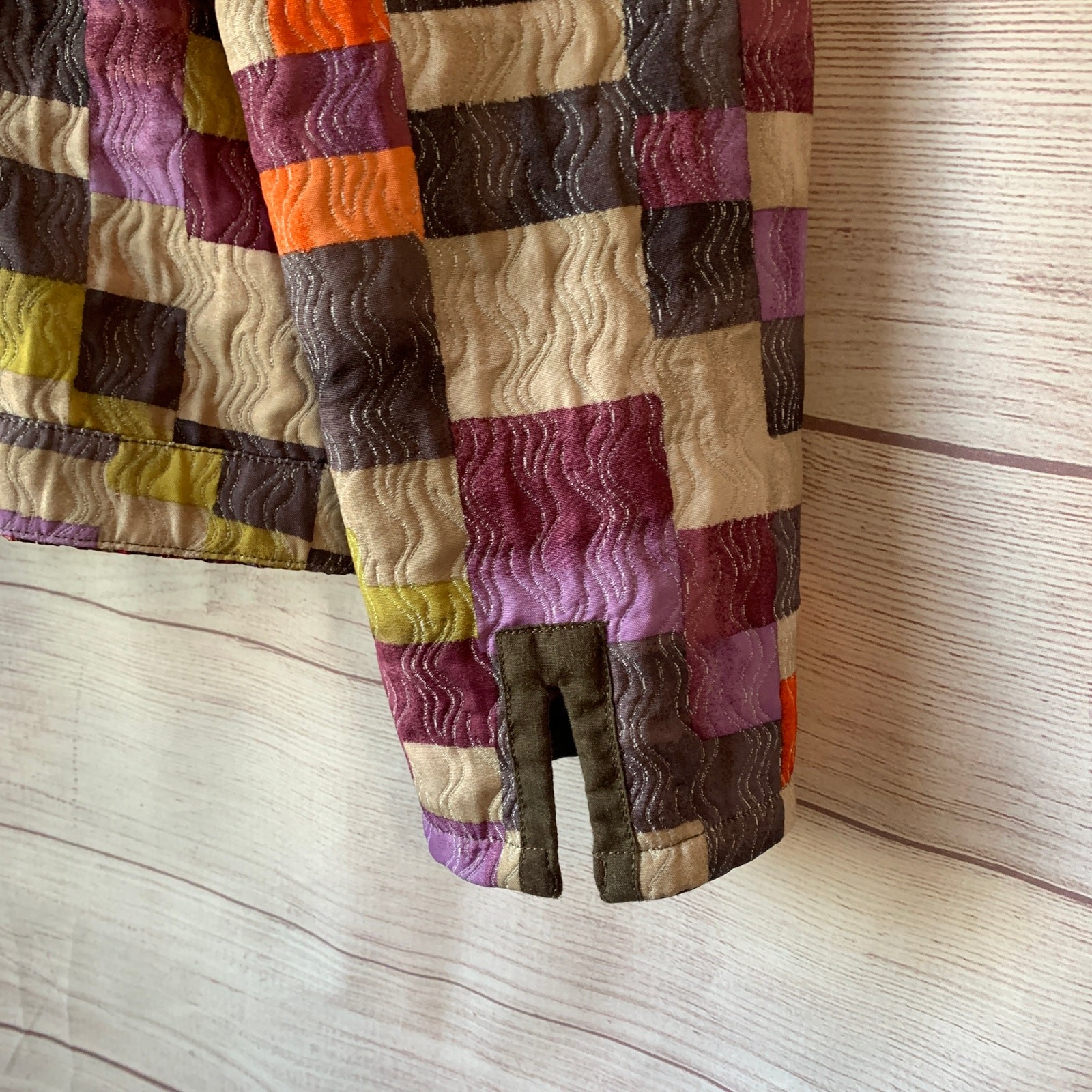 Reversible Multicolor Full Zip Jacket Patchwork C… - image 6