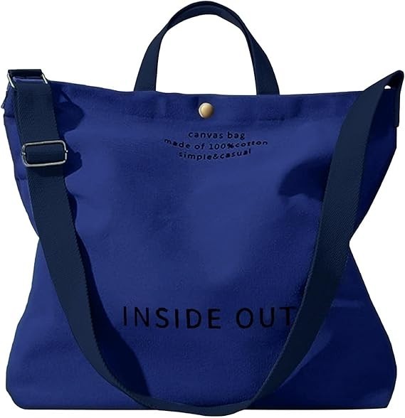 Large Canvas Tote Bag for Women inside out Bag Crossbody Shoulder Bag for Travel