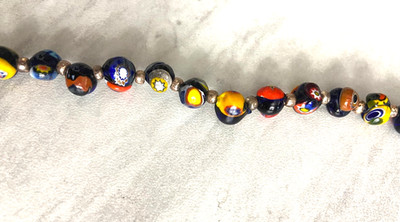 Venetian-style millefiori 8mm handmade, unique patterns 19 Glass Beads 7.5''L