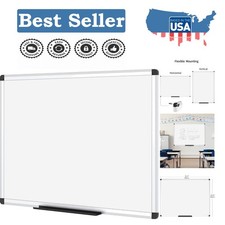 Versatile 36" x 24" Magnetic Whiteboard with Detachable Marker Tray Wall Mount