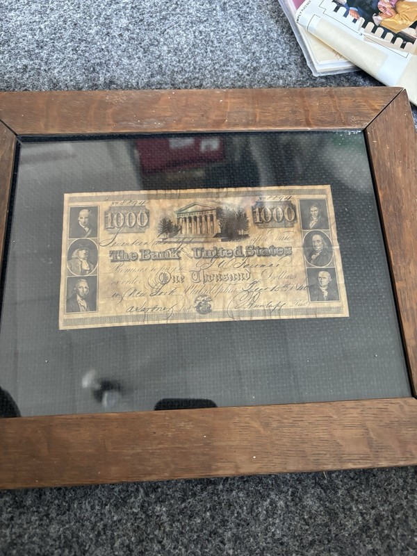$1000 Bank of the United States 1840 Note #8894