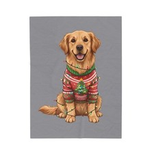 Golden Retriever Christmas Blanket  Dog Lover Gift  Cozy Holiday Fleece Throw