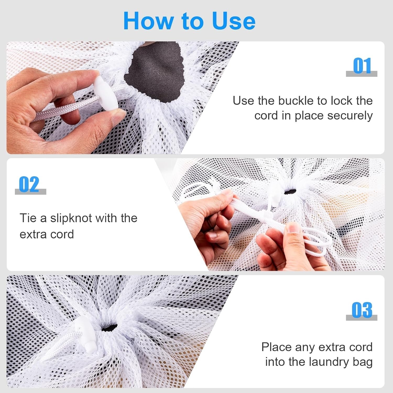 2Pcs Heavy Duty Laundry Bag Large Mesh Wash Clothes With Drawstring Top Closure