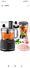 1500W Food Processor Blender Combo 2.5L Chopper 2L Glass Jar 2 Speeds Pulse