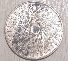 Coin Germany: 10 Mark 1989 G: Federal Republic: Silver 0.625