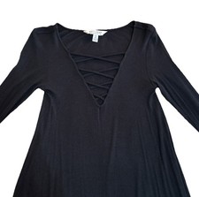 American Eagle Outfitters Dress Black Strappy Swing Rib Knit Soft & Sexy, XXS