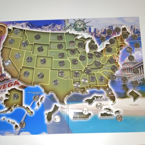 America's State & Territory Quarters Coin Album Folder Map Display