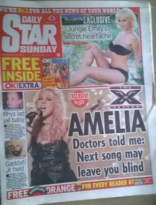 SUNDAY STAR 20. November 2011 - Natalie Anderson, X Factor, Jessica-Jane Clement, IAC