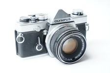 Serviced - Olympus OM-1 SLR 35mm Film Camera with Zuiko Auto-S 50mm F1.8 Lens