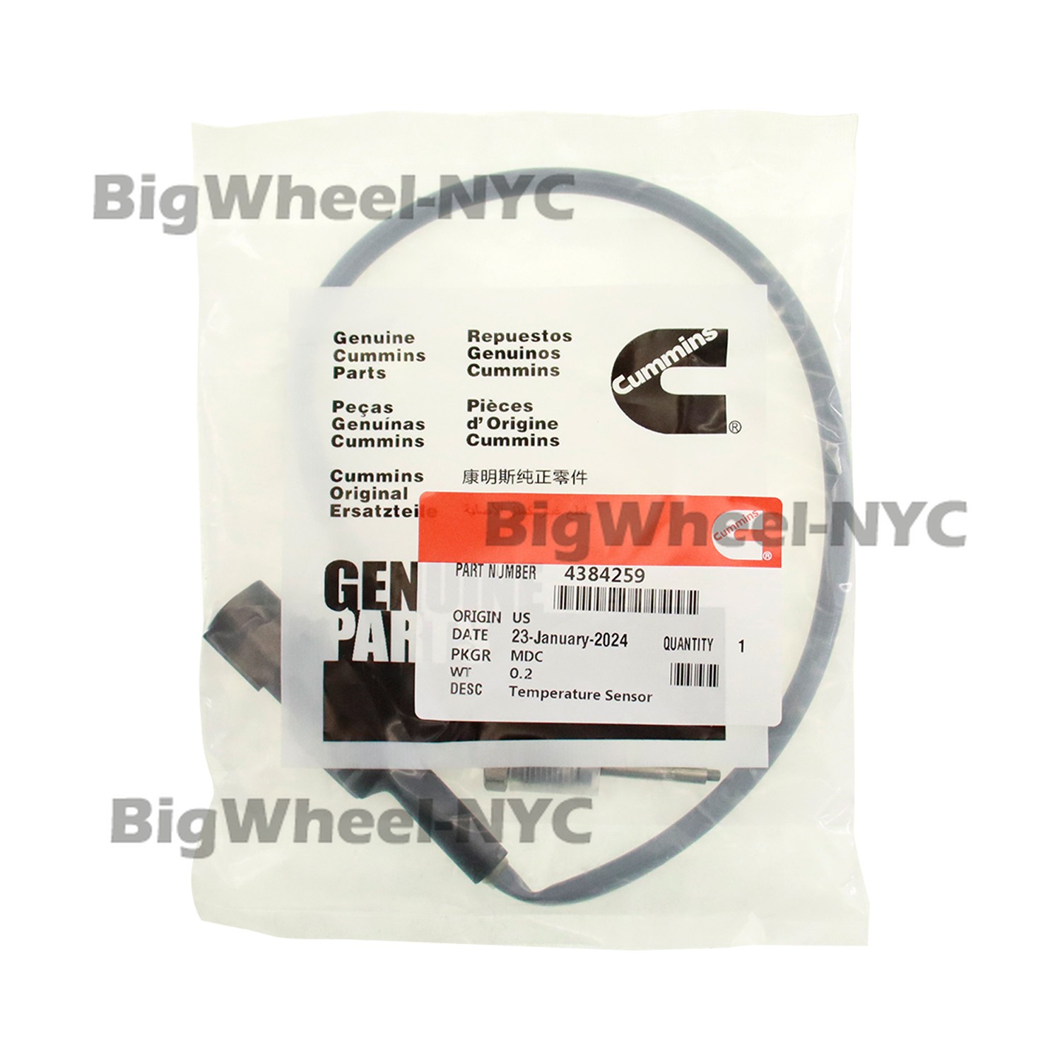 Engine Coolant Temperature Sensor for Cummins ISX 4384259 NEW
