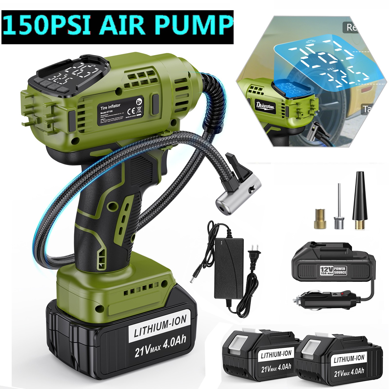 With 2pc 21v Max Battery 150psi Portable