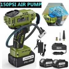 Cordless Tire Inflator Air Compressor with 2PC 21V Max Battery 150PSI Portable
