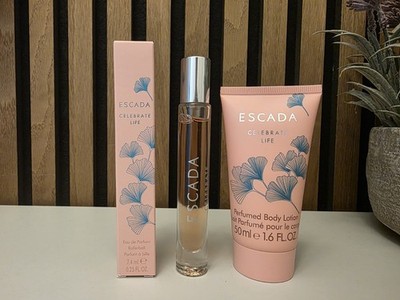 Luxus Pflege Escada Celebrate Life Body  Lotion 50ml & Parfum Rollon 7,4 ml Neu