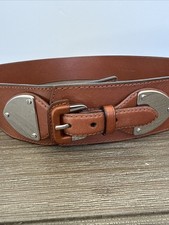 Lauren Ralph Lauren 414197282 Brown Genuine Leather Wide Corset Waist Belt XL 40