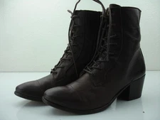 Women's sz 9 B M Frye Courtney Brown Leather Lace-Up Combat Ankle Boots Side Zip