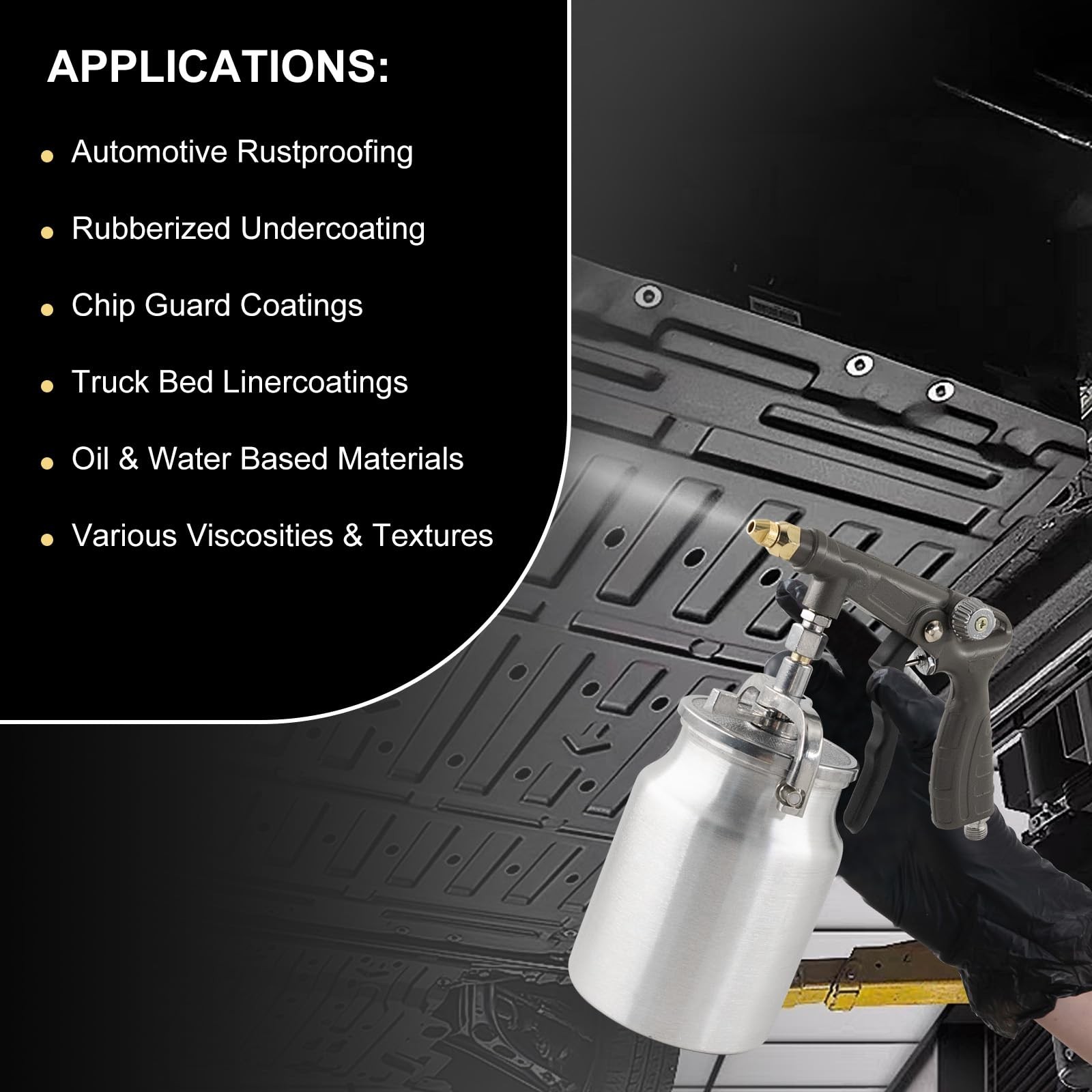 Undercoating Spray Gun Kit, Air Rust Proofing and Undercoating Gun, 1000ml Cup