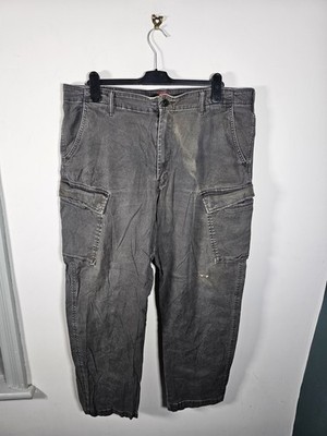 Levi's Cargo Hose Herren 40x30 Stretch Grau DIY Getragen Distressed Workwear 