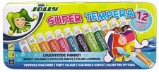 Jolly Tempera Farben 12 Liquid Colours with Water Dilution & Washable Luminous F