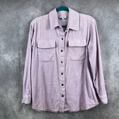 And Other Stories Shirt Jacket Womens US 2 Purple Corduroy Snap Cotton Shacket