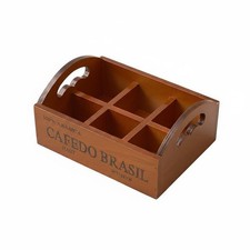 6 Slot Storage Box Portable Handle Wooden Storage Holder Multi-Use for Vanity
