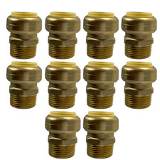 10 Pack  XFITTING 1" Push Fit x 1" Male NPT Threaded Adapter, Lead Free Brass