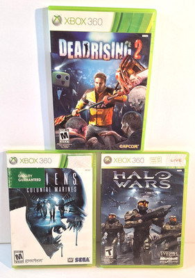 Xbox 360 Lot Of 3 Games - Halo Wars Dead Rising 2 & Aliens: Colonial Marines