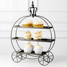 3‑Tier Dessert Display Cart Iron with Wheels Round Metal Cake Stand for Cakes