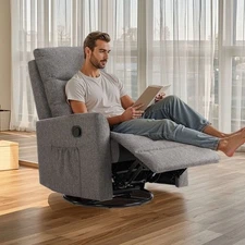 Recliner Massage Chair Footrest Swivel Glider High Back Deep Seat Relaxation New