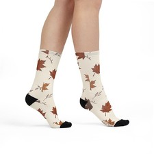 Autumn Maple Leaf Crew Socks Fall Leaf Pattern Socks