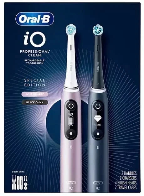 Oral-B iO Series 7 Professional Clean Electric Toothbrush Black Onyx & Rose 2pk
