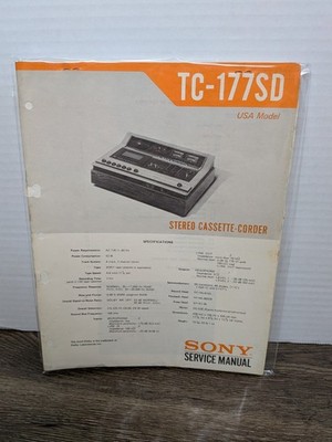 Sony TC-177SD Stereo Cassette-Corder Service Manual Original Paperwork Vintage 