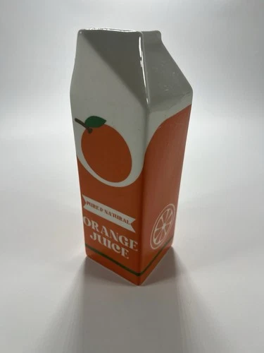 Orange Juice Carton Ceramic Vase Planter Retro Kitchen Decor Opens in a new window or tab