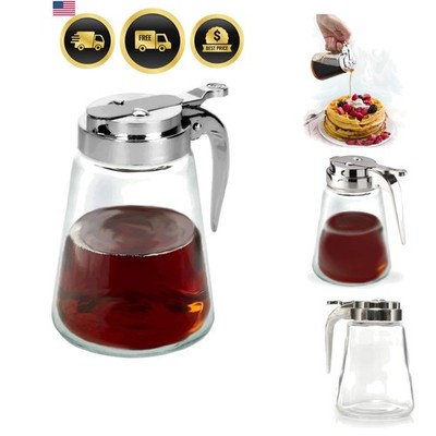 Glass Syrup Dispenser Honey Maple Sugar Oil Dresser 12 oz