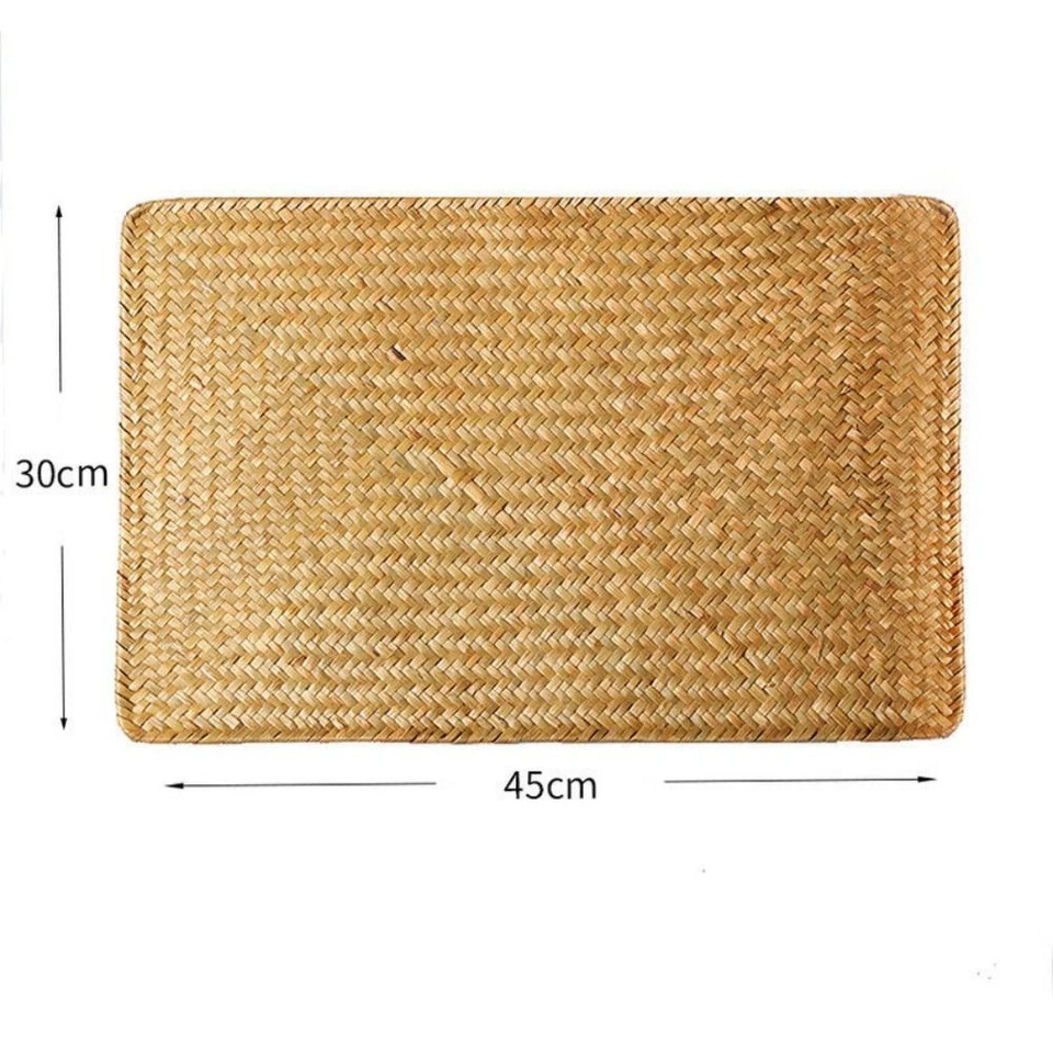 Rectangular Rattan Placemats Handmade Table Mat Natural Wicker Woven Mat Pot - Image 2 of 4