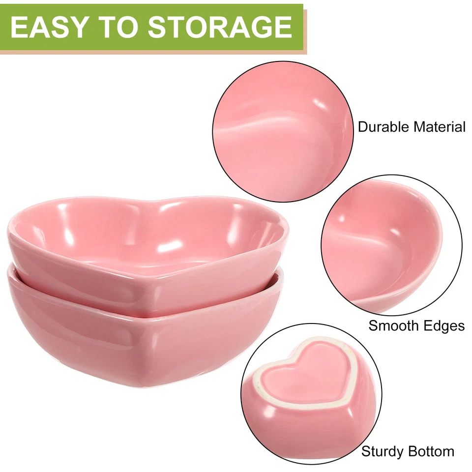 Pink Heart-shaped Ceramic Side Dipping Bowl, 3" Porcelain Dish Bowl Set of 12 - image 3 of 4