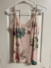 SOMA S COOL NIGHTS LACE TRIM CAMI PAJAMA TOP Mystical Blooms Rose