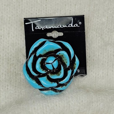 Taramanda Gaudy Blue Flower Ring Size 9 NEW