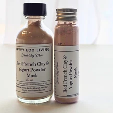 Red French Face Clay Mask With Yougurt Powder Oragnic  Skincare  2 oz bottle