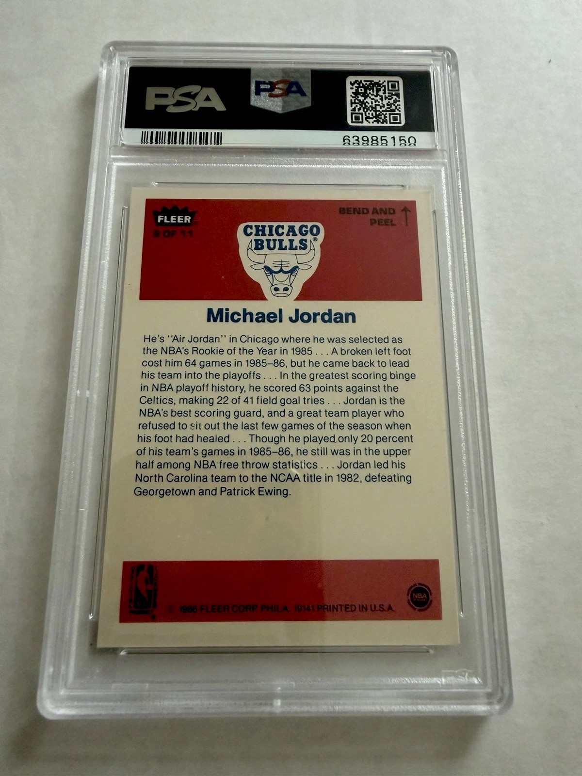 1986 Fleer Michael Jordan Sticker #8 Rookie (RC) NM-MT PSA 8🔥🔥🔥 view 2