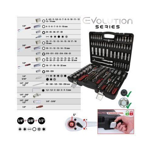1/4 Zoll+3/8 Zoll+1/2 Zoll SteckschlüSsel-Satz, 179-Tlg KS Tools 917.0779-image