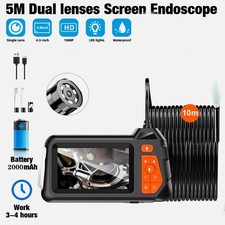 Endoscope Camera with Lights Dual Lens Borescope 32.8FT/10M Cable 4.3"Screen USA