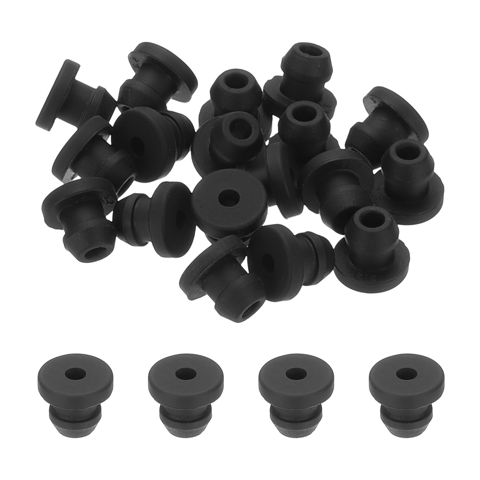 18pcs Wire Grommet, 5mm Mounting Dia Plastic Grommets Cable Hose Snap, Black